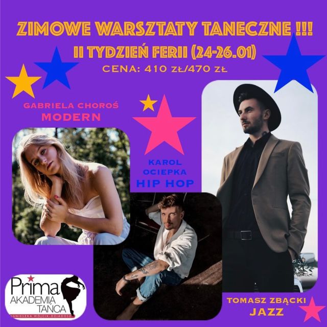 Kochani,
serdecznie zapraszamy na Zimowe Warsztaty Taneczne❄️❣️
Dużo tańca, super spędzony czas z niesamowitą kadrą😍
Liczba miejsc mocno ograniczona❗️
Info: 👉🏻priv
Termin: 2️⃣4️⃣-2️⃣6️⃣stycznia
Miejsce: 💃🏼Prima Akademia Tańca

 #agnieszkawojcikdziadosz #akademiatanca #primaakademiatanca #taniec #rzeszów #rzeszow #dance #showdance #jazzdance #moderndance #balet #acro #psychology #hiphop #acting #dream #followus #workshop #work #hardwork #education #danceeducation #fun #greattime #holiday #winter #joinus 🤩